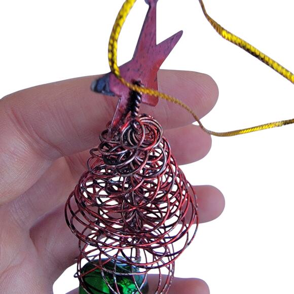 Vintage Wire Christmas Tree Ornament with Bell & Star Topper 1990s - Picture 5 of 10
